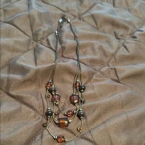 Elegant Gold and Brown Beaded Necklace